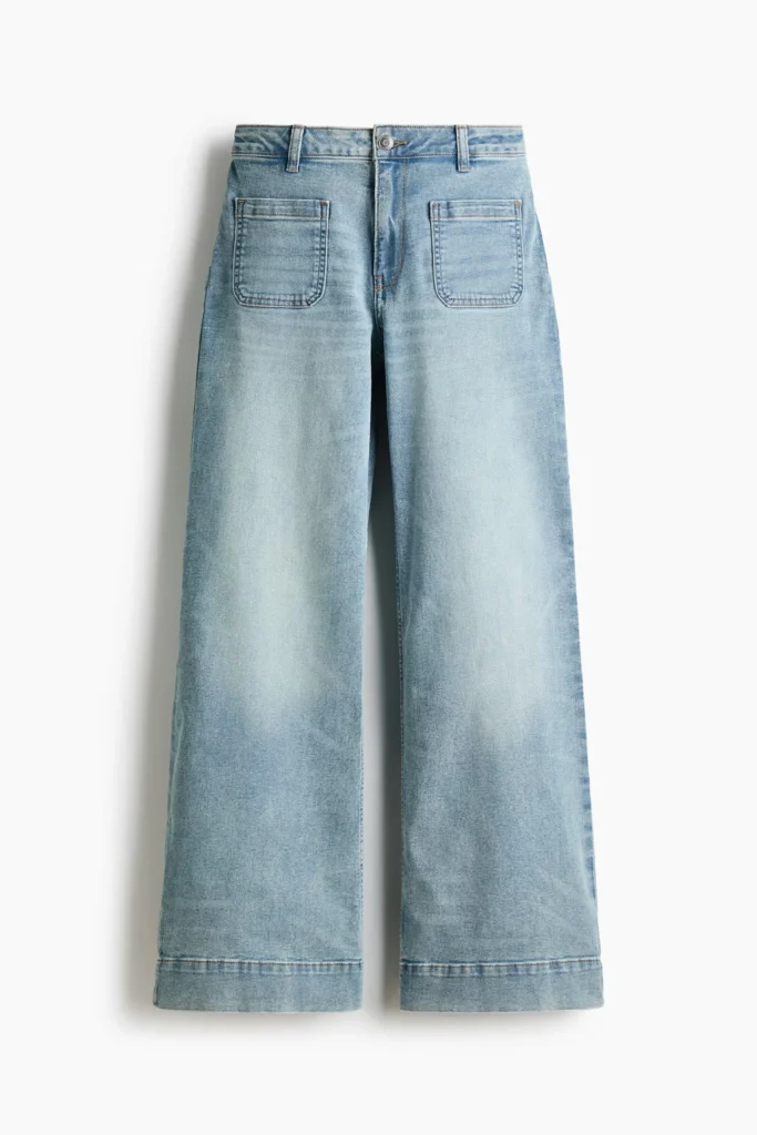 Light high-waisted wide-leg trousers