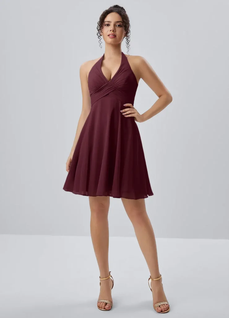 Halter-neck fit-and-flare dress